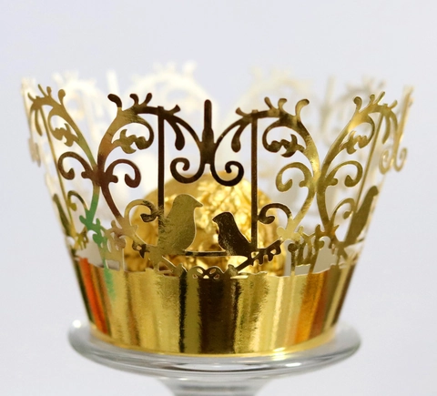 Taglio Laser Uccello Vite Vuoto Pirottini Per Cupcake Carta Perlata Corona Torta Decorativo Per Matrimonio Festa Compleanno