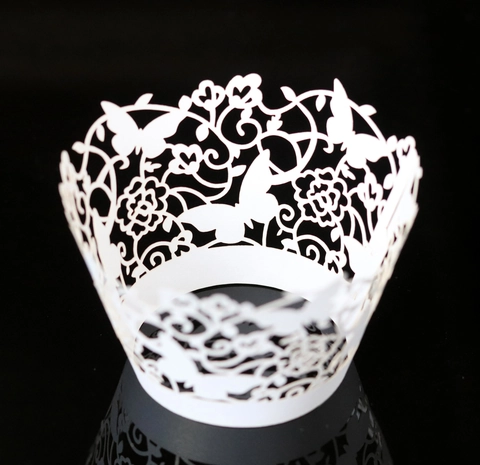 Laser Cut Hollow Butterfly Floral Paper Cupcake Wrappers For Wedding Birthday Party Decorations Cake Decorating Baking Supplies