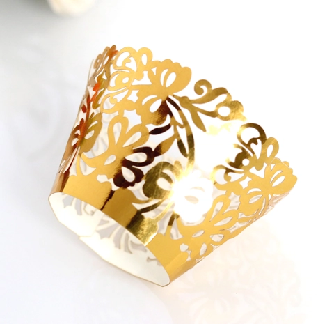 Laser Cut Cupcake Wrappers Pearl Paper Hollow Floral Butterfly Design For Wedding Birthday Party Dessert Cake Decoration