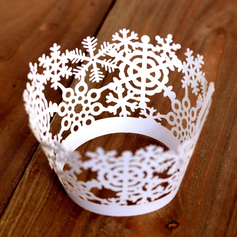 Moldes para Cupcakes de Copo de Nieve Corte Láser Papel Decoración de Pasteles para Navidad Boda Cumpleaños Fiesta Postre
