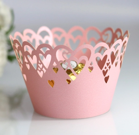 Pirottini per Cupcake Taglio Laser a Cuore Carta Perlata Decorazioni per Torte per Matrimonio San Valentino Festa