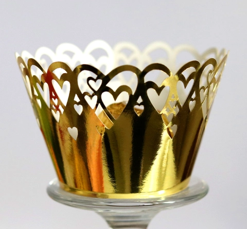Caissettes à Cupcake Motif Cœur Découpées au Laser Doublures de Gâteau en Carton Nacré pour Décoration de Table de Mariage Anniversaire Dessert