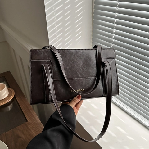 Bolso de Axila de Cuero PU Retro para Mujer Bolso de Hombro de Moda de Color Sólido Bolso de Mano Cuadrado Pequeño Texturizado para Trabajo Diario
