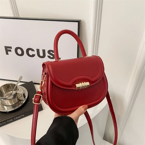 Borsa a Sella da Donna Urban Minimalist in Pelle PU Tinta Unita Retrò Borsa a Tracolla Con Manico Superiore e Fibbia