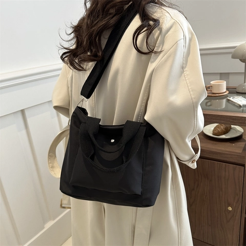 Women Casual Canvas Tote Bag With Adjustable Strap Large Capacity Shoulder Crossbody Bag Fashion Commuting Handbag For Girls