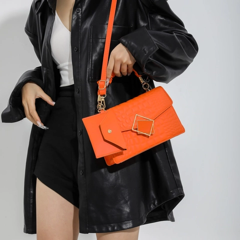 Sac à Épaule en Cuir PU à Effet Croco pour Femmes Poignée Froncée Mini Pochette Sac à Bandoulière Carré