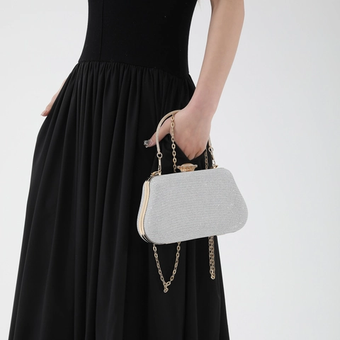 Damen Glitzer Pailletten Abendtasche Elegant Urban Einfach PU Kette Schultertasche Party Formelle Schnalle Quadratische Tasche