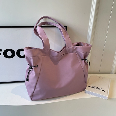 Große Nylon Tragetasche Für Damen Wasserdichte Einfache Schultertasche Mit Seitlichem Kordelzug Pendler Student Achseltasche