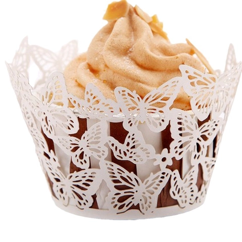 Lasergeschnittene Schmetterling Cupcake Förmchen Perlmuttpapier Hohlkuchen Dekorative Einlagen Für Hochzeitsgeburtstagsfeier