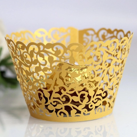 Laser Geschnittene Reben Spitze Cupcake Förmchen Perlmutt Papier Torten Deko Liner Für Hochzeit Geburtstag Party Deko
