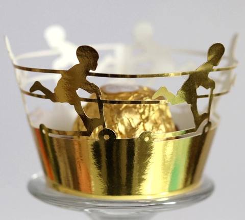 Pirottini per Cupcake in Carta Perlescente Tagliati al Laser Silhouette Bambini Bordi Decorativi per Compleanno Matrimonio