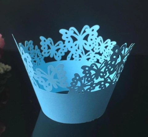 Laser Cut Butterfly Cupcake Wrappers Pearl Paper Hollow Cake Borders For Wedding Birthday Party Decoration