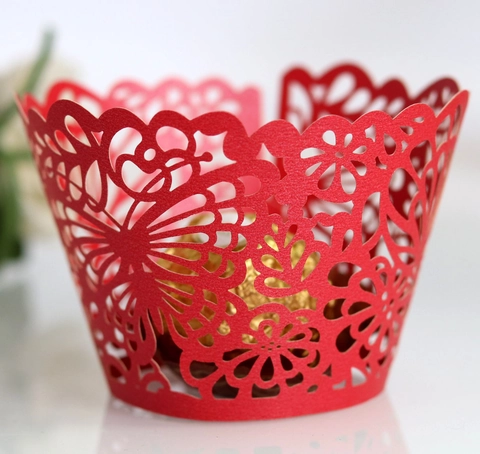 Laser Cut Butterfly Cupcake Wrappers Lace Flower Hollow Paper Cake Cups For Wedding Birthday Party Table Decoration