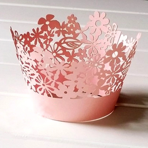 Pirottini per Cupcake Intagliati al Laser Carta Perlata a Forma di Fiore per Decorazioni Torte Matrimonio Compleanno