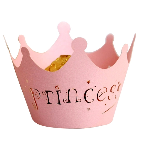 Laser Cut Princess Crown Cupcake Wrappers Hollow Paper Cake Liners For Birthday Party Wedding Decoration Baby Shower