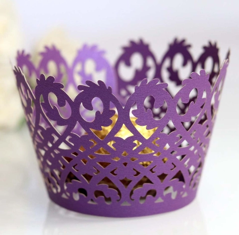 Involucri per Cupcake Tagliati al Laser Carta Perlata Pizzo Traforato Decorazione per Torta Muffin per Matrimonio Compleanno Festa Banchetto Evento