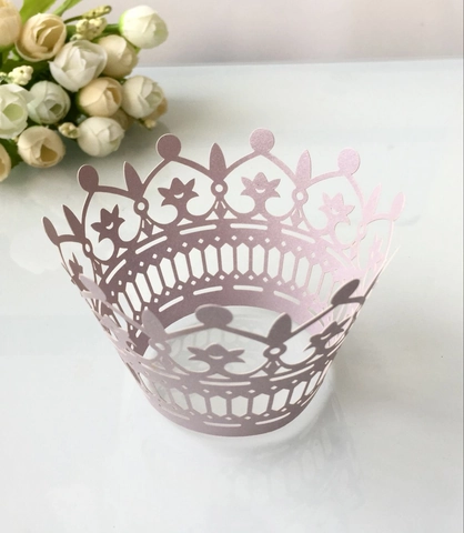 Elegante Krone Lasergeschnittene Hohl Cupcake Förmchen Perlpapier Backdekoration Für Hochzeit Geburtstag Party Babyparty Desserttisch