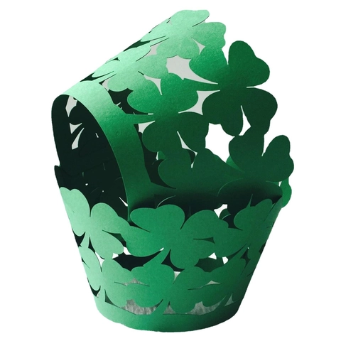 Découpé au Laser Trèfle à Quatre Feuilles Enveloppe Cupcake Carton Évidé Décoration Gâteau Pour Mariage Anniversaire Fête