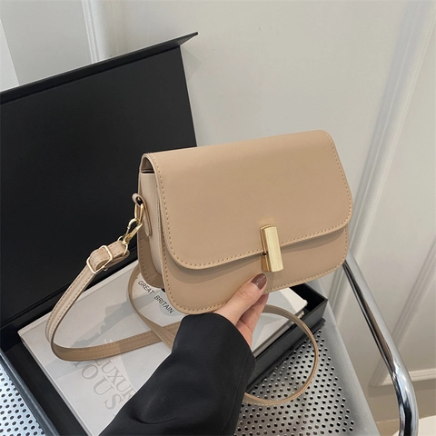 Mode Damen Retro PU Leder Kleine Quadratische Tasche Urban Minimalistisch Einfarbig Schulter Umhängetasche Elegante Metallschloss Handtasche