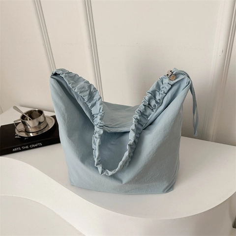 Large Capacity Ruched Cloud Bag For Women Minimalist Nylon Shoulder Tote Bag Lazy Style Commuter Slouchy Hobo Crossbody Bag