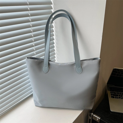 Bolso Tote de Nylon Oxford de Gran Capacidad Simple de Color Sólido para Mujer Bolso de Hombro Casual Diario Oficina Trabajo