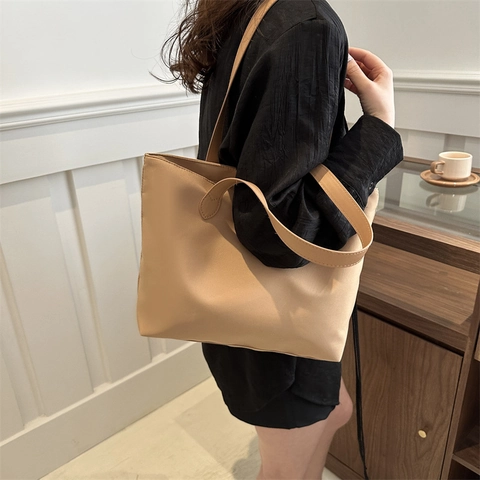 Bolso Tote de Nylon Oxford de Gran Capacidad Simple de Color Sólido para Mujer Bolso de Hombro Casual Diario Oficina Trabajo