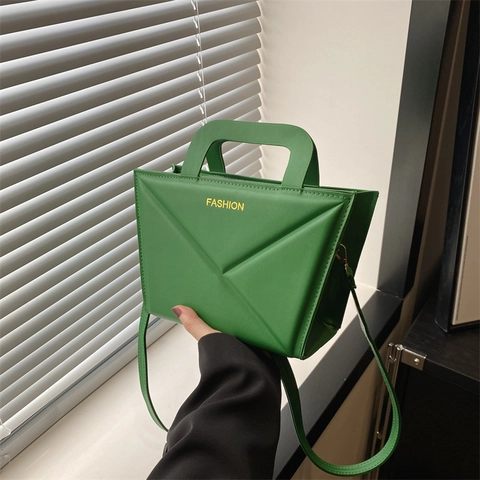 Borsa a Tracolla in Pelle PU con Piega Geometrica per Donna Borsa a Mano Quadrata Minimalista alla Moda per Pendolari