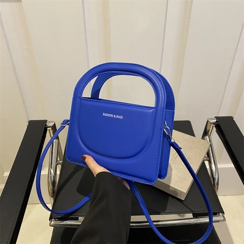 Urban Minimalist Women's PU Leather Small Square Bag With Top Handle Fashion Letter Print Crossbody Shoulder Bag For Daily Use