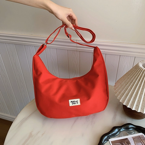 Bolso de Hombro de Tela Oxford Impermeable para Mujer Estilo Dumpling Bolso de Bandolera Minimalista Color Sólido