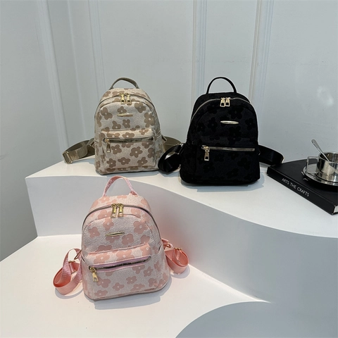 Zaino da Donna Mini in Tela Floreale con Motivo a Margherita Goffrato Zainetto alla Moda Casual per Uso Quotidiano