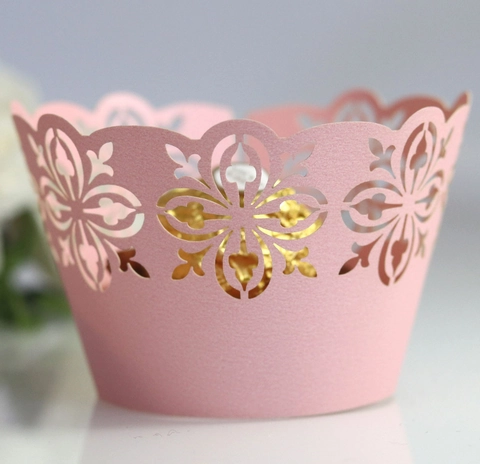 Involucri per Cupcake Intagliati al Laser con Pizzo Floreale Cavo Supporto in Cartone per Decorazione Tavolo Dessert Matrimonio Compleanno Festa