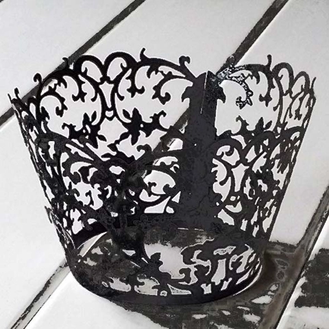 Laser Cut Cupcake Wrappers Vine Lace Hollow Out Cake Decoration For Wedding Birthday Party Pearlescent Paper Cake Cups
