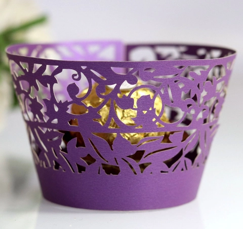 Laser Cut Pearl Paper Cupcake Wrappers Hollow Floral Vine Cake Border For Wedding Birthday Party Decorative Cake Supplies