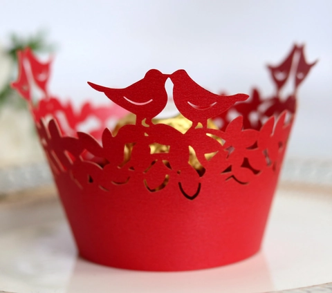 Laser Cut Hollow Bird Leaf Paper Cupcake Wrappers Lace Baking Cup Decoration For Wedding Party Birthday Cake Decor