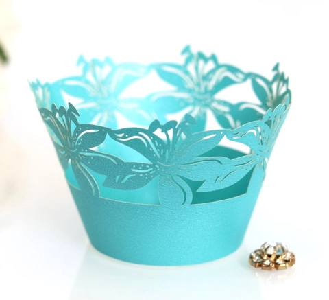 Laser Gesneden Bloemen Cupcake Wrappers Elegant Ajour Papier Cake Liners Voor Bruiloft Verjaardag Feest Decoratie Lelie Patroon