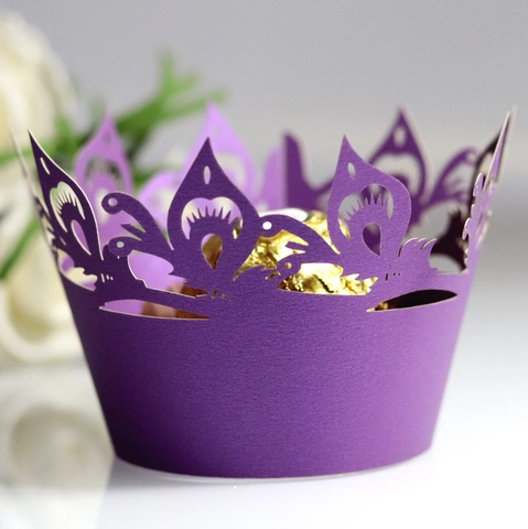Laser Cut Crown Pattern Pearl Paper Cupcake Wrapper Hollow Decorative Muffin Cup Liners For Wedding Birthday Party Decoration