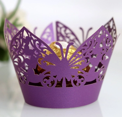 Butterfly Hollow Cupcake Wrapper Laser Cut Paper Cake Decoration For Wedding Birthday Party Decorative Dessert Wrapper