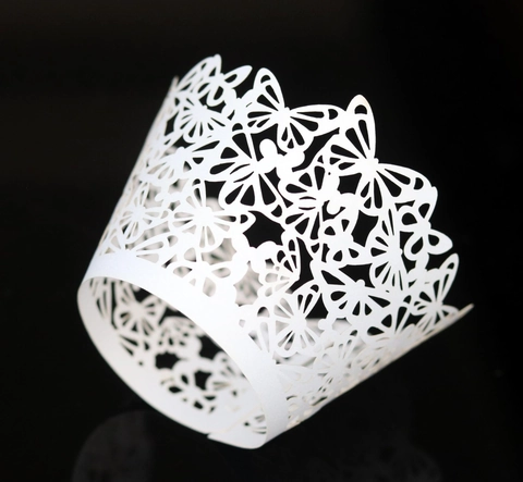 Butterfly Hollow Laser Cut Cupcake Wrapper Pearl Paper Lace Border For Wedding Birthday Festive Party Table Decoration