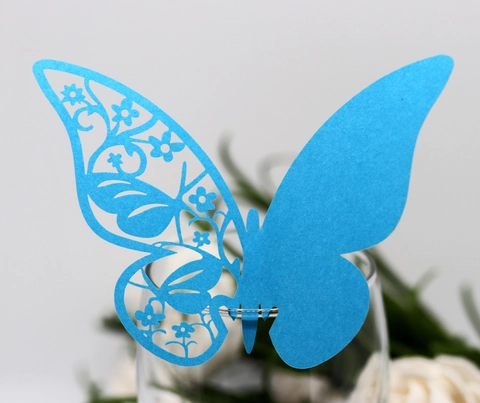 3D Laser Cut Butterfly Wine Glass Place Cards Elegant Hollow Paper Butterfly Name Cards For Wedding Banquet Party Decorations