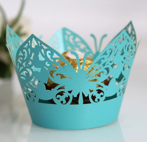 Laser Cut Butterfly Cupcake Wrappers Hollow Paper Cake Liners For Wedding Birthday Party Decorative Dessert Holders