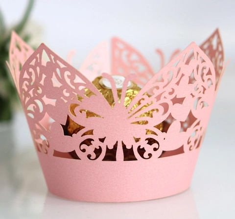 Laser Cut Butterfly Cupcake Wrappers Hollow Paper Cake Liners For Wedding Birthday Party Decorative Dessert Holders