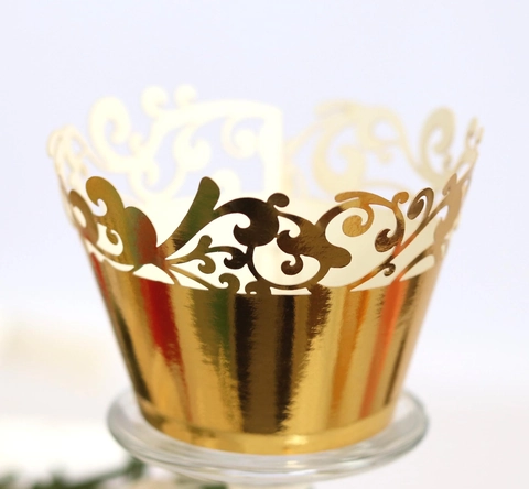 Laser Cut Cupcake Wrappers Pearlescent Paper Lace Vine Pattern Decorative Muffin Cup Liners For Wedding Birthday Party