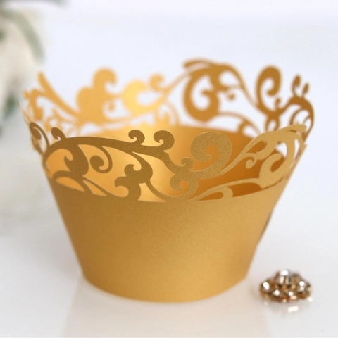 European Hollow Laser Cut Cupcake Wrappers Pearl Paper Lace Cake Enclosure For Wedding Birthday Party Table Decoration Ornaments