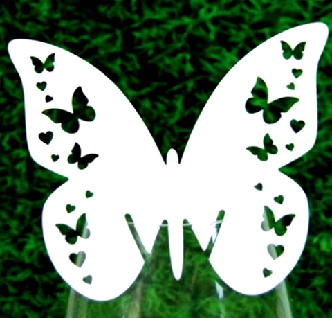 Laser Cut Butterfly Place Cards Hollow Pearl Paper Cup Card For Wedding Party Wine Glass Decoration Banquet Table Decor
