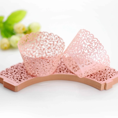 Laser Cut Cupcake Wrappers Hollow Lace Floral Pattern Wedding Party Birthday Cake Liners Decorative Ornament Holders