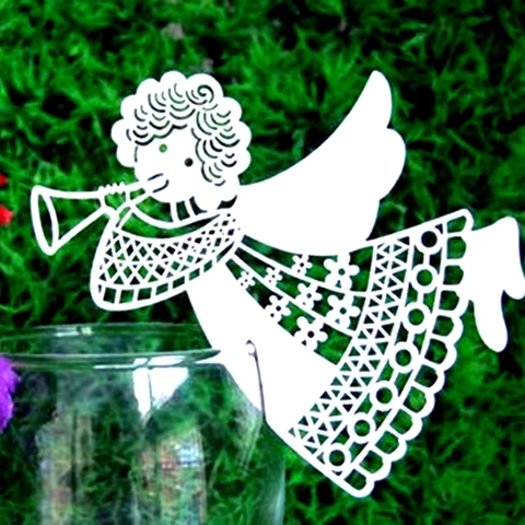Angel Laser Cut Wine Glass Place Cards Hollow Out Pearl Paper Cup Cards For Wedding Party Table Decoration Seat Cards
