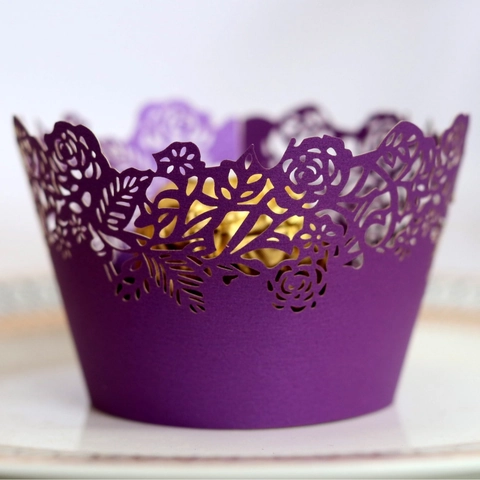 Pirottini per Cupcake Intaglio Laser a Forma di Rosa Decorazioni in Carta per Torte per Matrimoni Compleanni Feste Banchetti Dolci