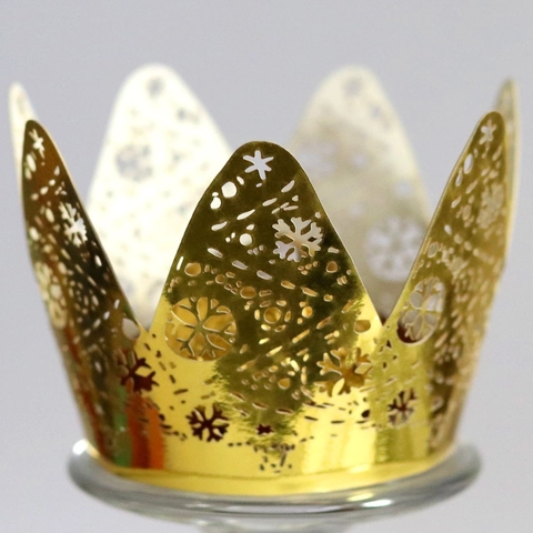 Envoltorios para Cupcakes de Corona de Copo de Nieve Corte Láser Papel Perlado Hueco para Decoración de Boda Navidad Fiesta