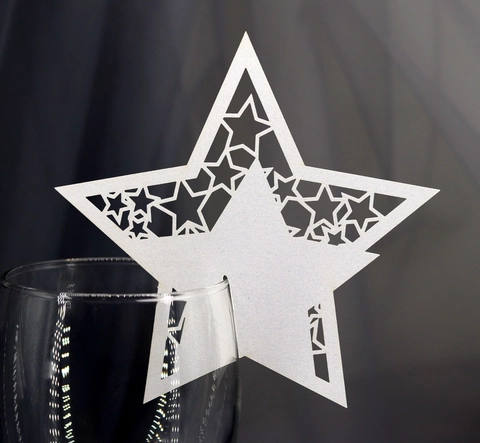 Elegant Laser Cut Paper Wine Glass Place Cards Star Butterfly Design For Wedding Banquet Party Table Decoration Hollow Out Cup Insert Cards