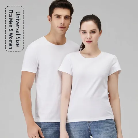 Women's Men's 100% Cotton Short Sleeve T-Shirt Loose Casual Round Neck Sport Top Basic Solid Color Comfortable Tee
